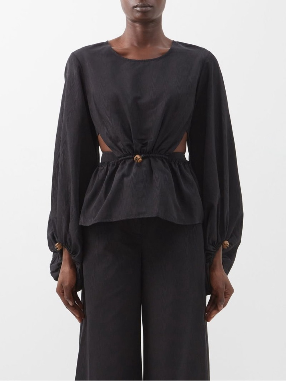 STAUD Ivy Black Cut Out Peplum Top - Picture 5 of 8